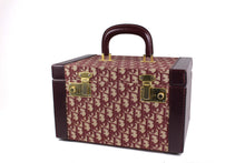 CHRISTIAN DIOR burgundy canvas oblique vanity travel case