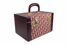 CHRISTIAN DIOR burgundy canvas oblique vanity travel case
