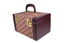 CHRISTIAN DIOR burgundy canvas oblique vanity travel case