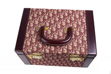 CHRISTIAN DIOR burgundy canvas oblique vanity travel case