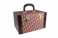 CHRISTIAN DIOR burgundy canvas oblique vanity travel case