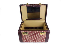 CHRISTIAN DIOR burgundy canvas oblique vanity travel case