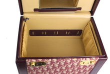 CHRISTIAN DIOR burgundy canvas oblique vanity travel case