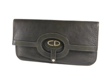CHRISTIAN DIOR foldable envelope green leather clutch bag
