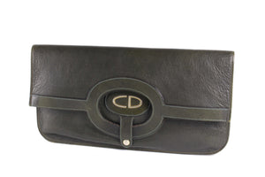 CHRISTIAN DIOR foldable envelope green leather clutch bag