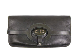 CHRISTIAN DIOR foldable envelope green leather clutch bag