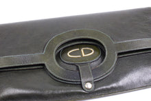 CHRISTIAN DIOR foldable envelope green leather clutch bag