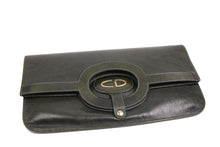CHRISTIAN DIOR foldable envelope green leather clutch bag
