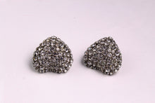 CHRISTIAN DIOR heart clear rhinestones earrings