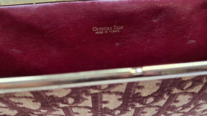 CHRISTIAN DIOR burgundy logo Dior oblique clutch