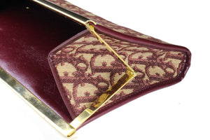 CHRISTIAN DIOR burgundy logo Dior oblique clutch