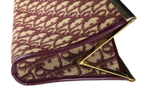 CHRISTIAN DIOR burgundy logo Dior oblique clutch