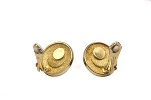 CHRISTIAN DIOR circular pearl logo earrings