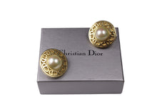 CHRISTIAN DIOR circular pearl logo earrings