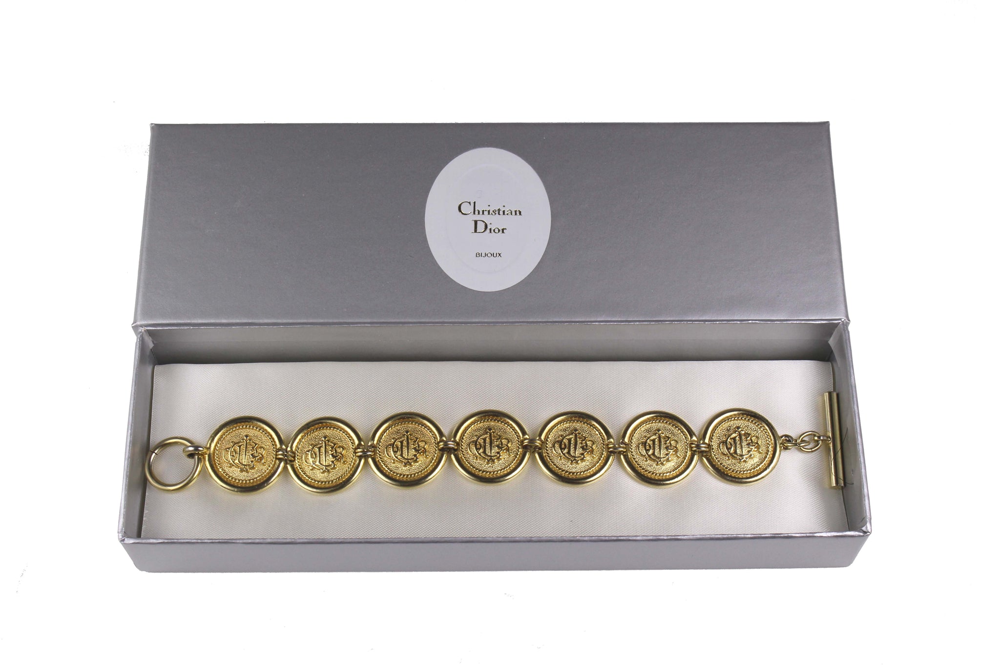 CHRISTIAN DIOR logo medallion link bracelet – Vintage Carwen