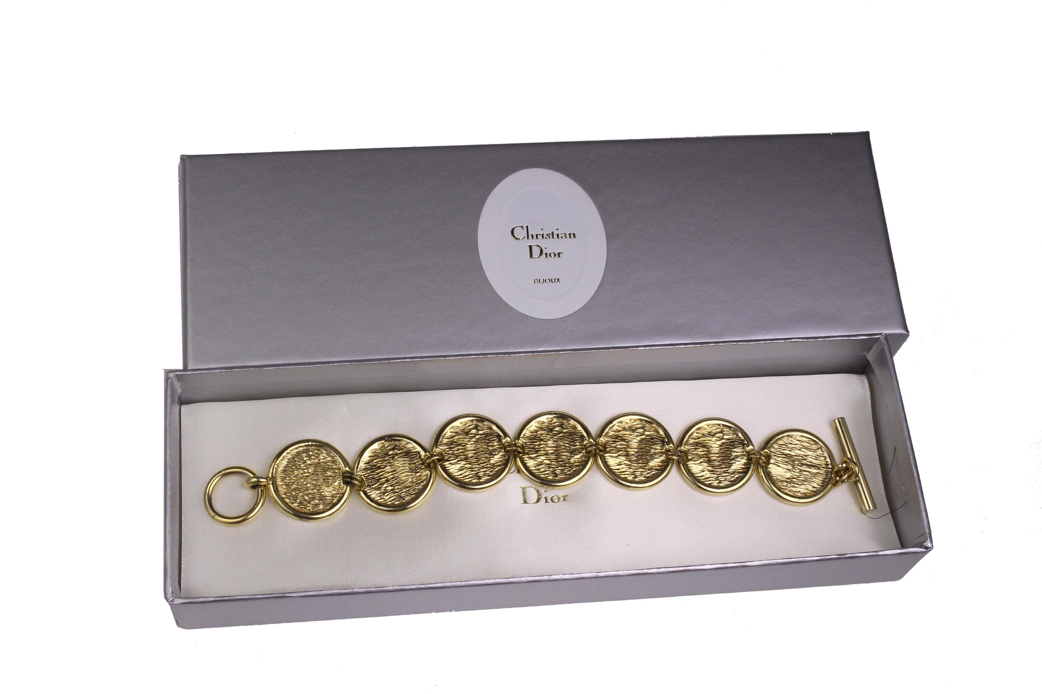 CHRISTIAN DIOR logo medallion link bracelet – Vintage Carwen