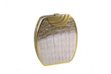 Cream & taupe "sauvage" crocodile skin metal-hard sided clutch