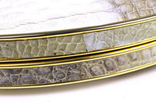 Cream & taupe "sauvage" crocodile skin metal-hard sided clutch