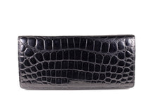 Black crocodile skin pochette