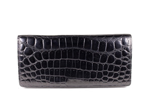 Black crocodile skin pochette