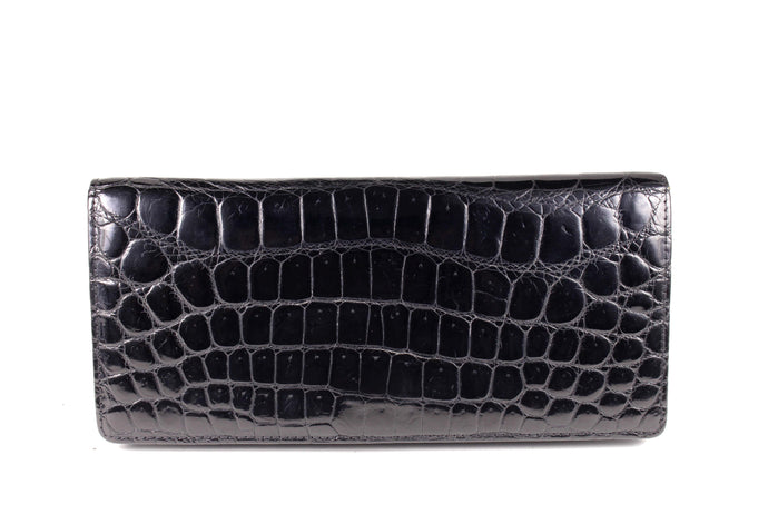 Black crocodile skin pochette