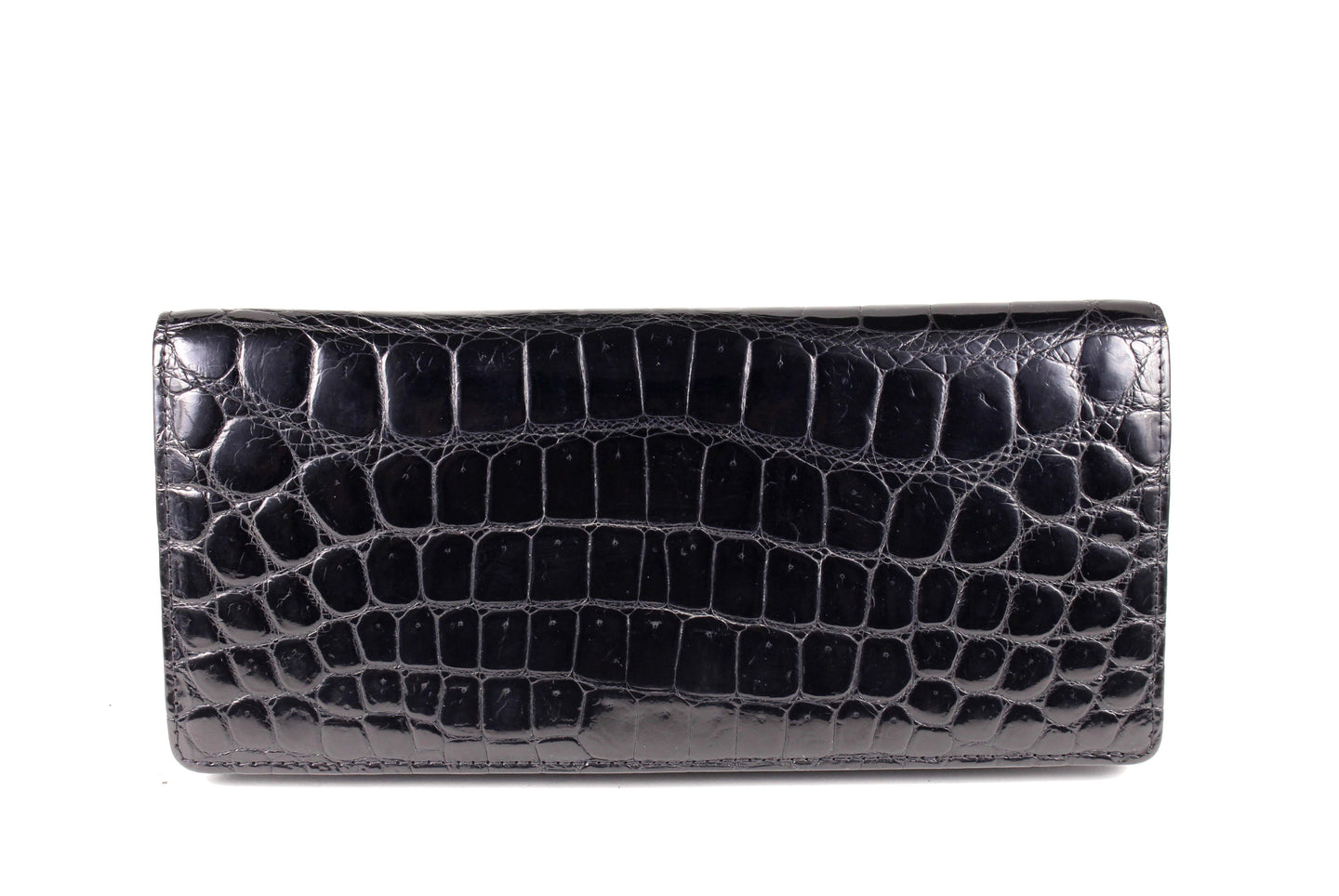 Black crocodile skin pochette