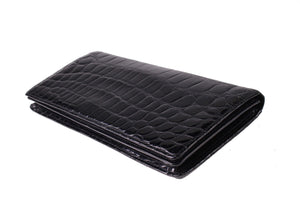 Black crocodile skin pochette