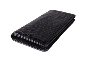 Black crocodile skin pochette
