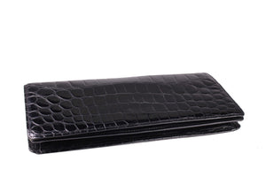 Black crocodile skin pochette