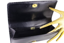 Black crocodile skin pochette
