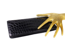 Black crocodile skin pochette