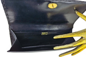 Black crocodile skin pochette