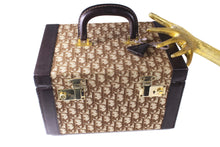 CHRISTIAN DIOR brown canvas oblique vanity travel case