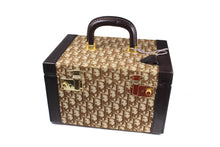 CHRISTIAN DIOR brown canvas oblique vanity travel case