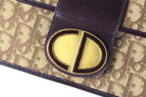 CHRISTIAN DIOR brown logo monogram Dior Oblique canvas bag
