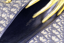 CHRISTIAN DIOR blue logo monogram Dior Oblique canvas bag