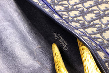 CHRISTIAN DIOR blue logo monogram Dior Oblique canvas bag