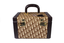 CHRISTIAN DIOR brown canvas oblique vanity travel case