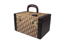 CHRISTIAN DIOR brown canvas oblique vanity travel case