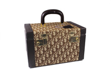CHRISTIAN DIOR brown canvas oblique vanity travel case