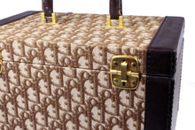 CHRISTIAN DIOR brown canvas oblique vanity travel case