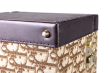 CHRISTIAN DIOR brown canvas oblique vanity travel case