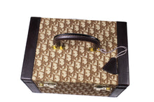 CHRISTIAN DIOR brown canvas oblique vanity travel case