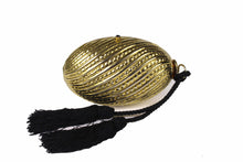 Golden egg clutch with wrist double tassel