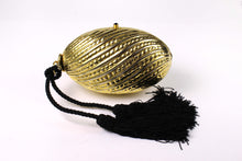 Golden egg clutch with wrist double tassel
