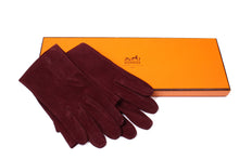 HERMÈS burgundy suede gloves