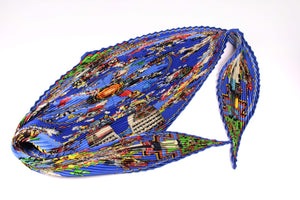 HERMÈS pleated "plissé" scarf “Kachinas” by Kermit Oliver
