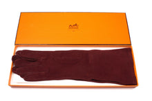 HERMÈS burgundy suede gloves