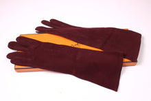 HERMÈS burgundy suede gloves