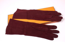 HERMÈS burgundy suede gloves